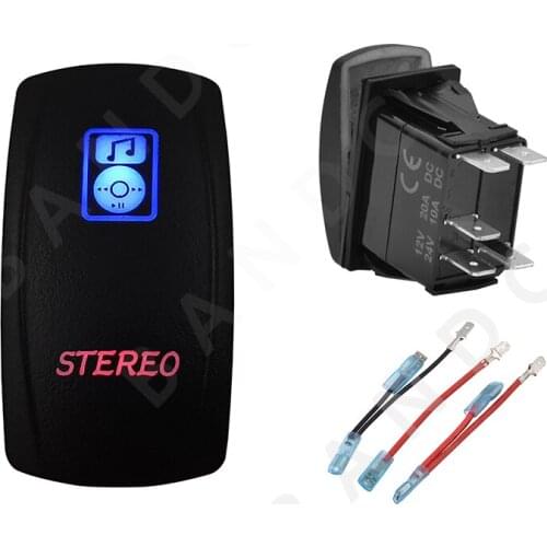 Car Boat Marine STEREO Rocker Switch SPST Laser Blue&Red Led ON-OFF for ARB RV Camping Accessories，Car Tuning Part，Jumper Wires