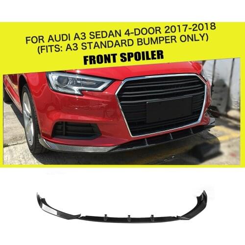 Carbon Fiber / FRP Car Front Bumper Lip Spoiler Splitters for Audi A3 Base Sedan 4 Door 2017 2018 Fits A3 Standard Bumper