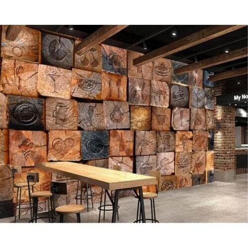 Beibehang Custom wallpaper 3D wood block wood grain wallpaper background wall home decoration living room bedroom 3d wallpaper