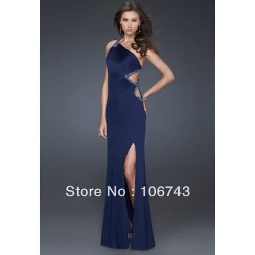 Free shipping 2018 best seller new style Sexy brides one shoulder Custom size crystal beading maxi long prom bridesmaid dresses