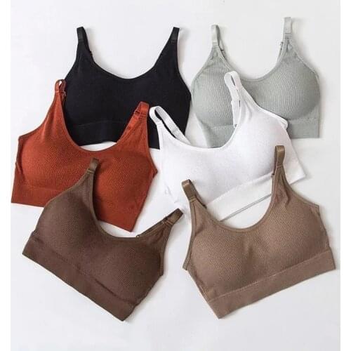 Girls bra bralette Womens Fitness Shoulder Straps With Stripes Soft Bra Breathable Sexy Push up bra Impact Running Top Wireless