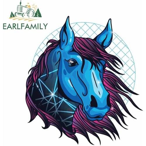 EARLFAMILY 13cm x 11.7cm For Neon Horse Head Car Stickers Car Door Protector Decal Laptop Accessories Scratch-Proof Decor