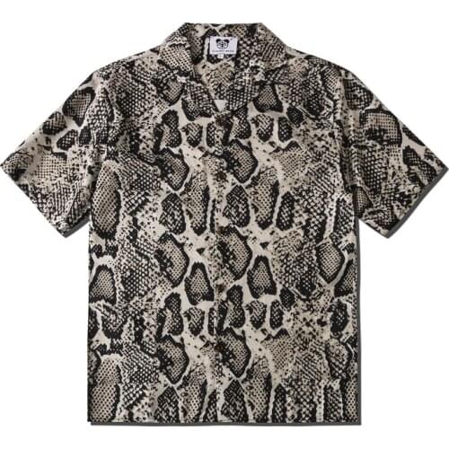 T-Shirt Men Design Shirt Mens Blouses Mens Printed Leopard Print Loose-Fitting Cardigans Short-Sleeved Shirts
