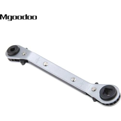 Mgoodoo 4 Size Refrigeration Valve Ratchet Wrench Offset Service Wrench 3/16" 1/4" 5/16" 3/8" Universal Repair Hand Tools 140mm