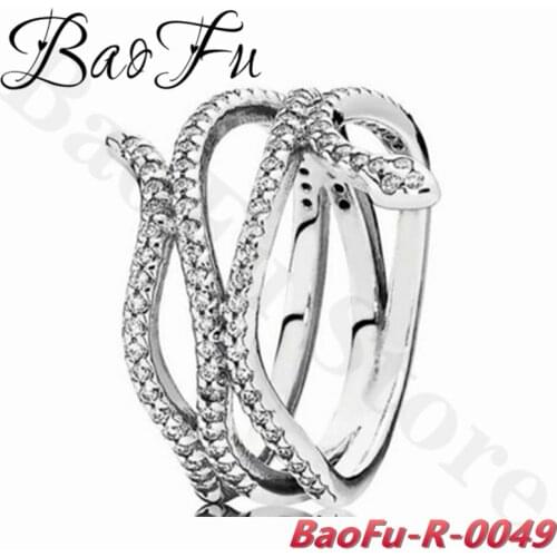 BaoFu Genuine 925 Sterling Silver Ring Charm Snake-Shaped Ring Suitable For Original European Female Jewelry