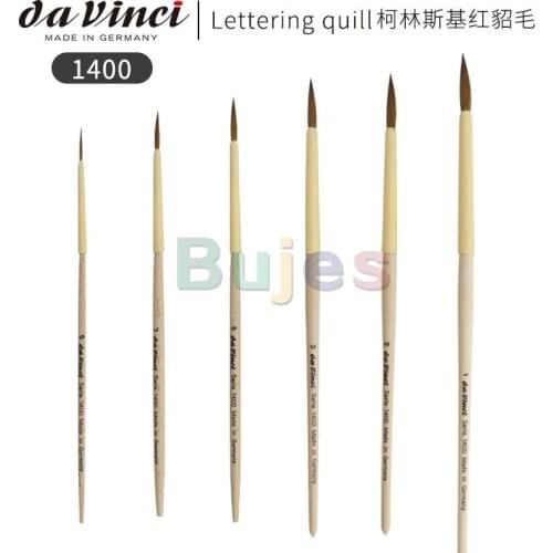 Da vinci Lettering quills 1400 Kolinsky Red Sable Quill Craft brush,Size 1,2,3,5,7,9,fine round head,for Fine line drawing