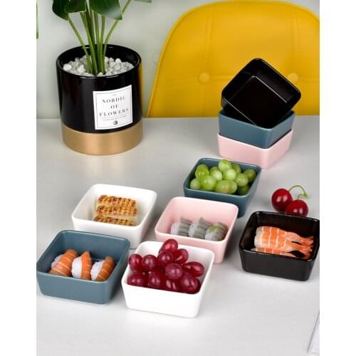 Creative grid snack tray nut fruit dried sauce household ceramic platter