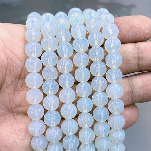 4/6/8/10/12mm Natural Stone White Opal Stone Glass Round Spacer Beads DIY Handmade Bracelet Earrings for Jewelry Making 15