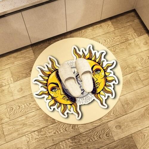 Round Sun Hippies Floor Mat Soft Area Rugs Large Home Living Room Bedroom Bathroom Decorate Naughty Star Eye Carpet