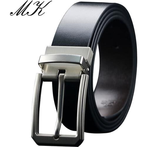 Maikun Belt For Men Fashion Leather Business Casual Belts Reversible Alloy Pin Buckle Belts For Jeans