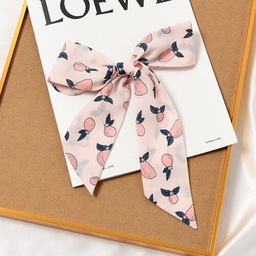 Retro Small Silk Scarf Female Spring and Autumn All-match Long Hairband Tying Bandage Hair Ribbon Neck Scarf Bag Handle Scarves