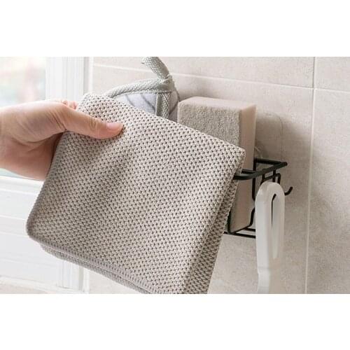 Wall Mounted Wrought Iron Sink Rack Pool Rag Draining Shelf Kitchen Sink Sponge Storage Rack Holder