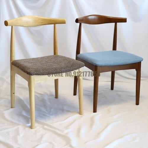Solid wood dining chair Nordic leisure log makeup stool horn chair coffee shop milk tea restaurant wedding sales shop