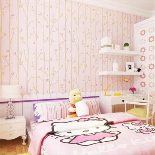 Beibehang Cartoon childrens room wall green warm sapling wallpaper Background Wallpaper Roll 3D Non Woven Kids Wall wallpaper
