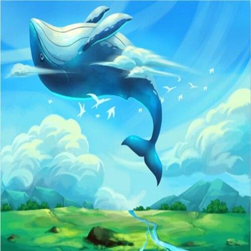 Wallpapers YOUMAN 3d Effect Wallpaper for Walls Free Desktop Wallpaper Modern Cartoon Whale Blue Pattern Wallpaper Wall Art Idea