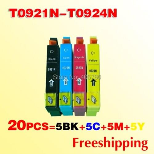 Wholesale 20pcs T0921N ink cartridge compatible for T0921N/T0922N/T0923N/T0924N for Epson TX117 TX119 TX106 TX109