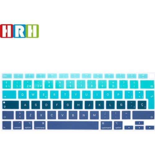 HRH Rainbow Silicone Spanish Keyboard Skin Cover Protector EU For MacBook Newest Air 13 touch bar ID A2179 M1 A2337