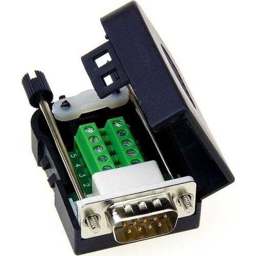 1PCS D-SUB DB9 Male 9Pin Black Cover Screw Type Breakout Terminals Connector