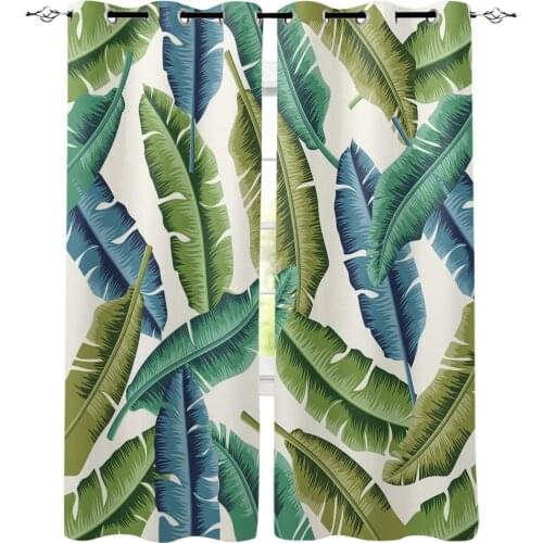 Summer Green Tropical Plant Palm Leaves Luxury Home Curtains Home Supplies Living Room Bedroom Custom Curtains