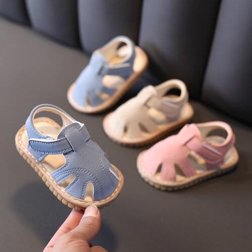New Fashion Baby Girl Boy Sandals PU Leather Solid Color Summer Flat Toddler Sneakers Infant Baby Casual Beach Shoes Sandals