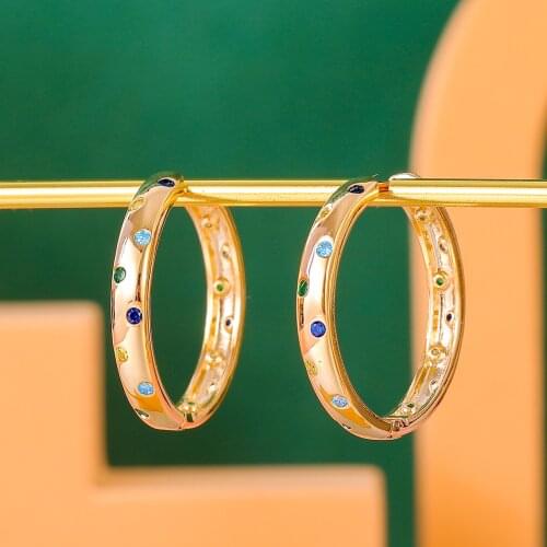 Janeklly trendy Geometric aretes Aros Hoop Earrings For Women Accessories Cubic Zirconia Earrings Jewelry pendientes mujer moda