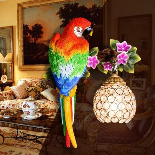 Modern minimalist European living room bedroom bedside aisle parlour parrot crystal wall lamp
