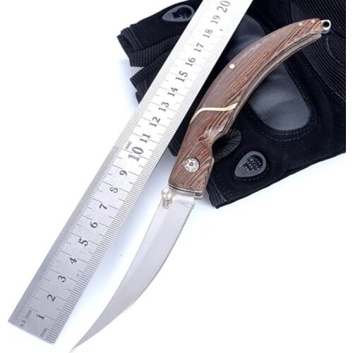 Tactical folding knife 440C lens acrylic handle outdoor hunting survival pocket knife EDC tool