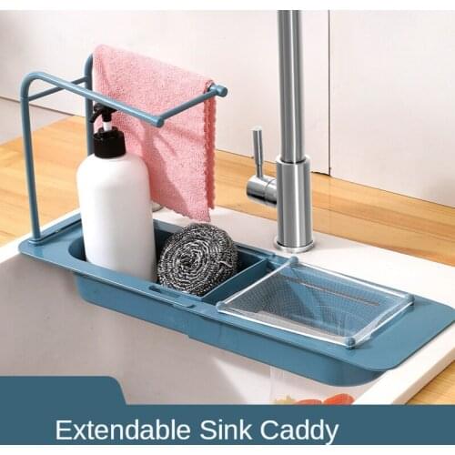 Telescopic Retractable Sink Rack Kitchen Drainer Rack Storage Basket Faucet Holder Adjustable Bathroom Holder Sink Accessorie