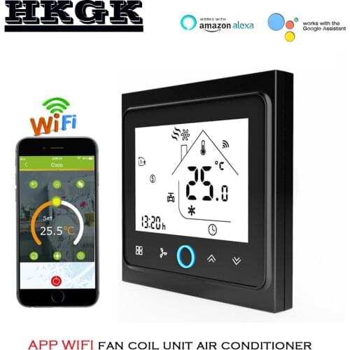 TUYA 95-240VAC 24v 2pipe wifi thermostat temperature cooling heating for Accurate 0.5 degree