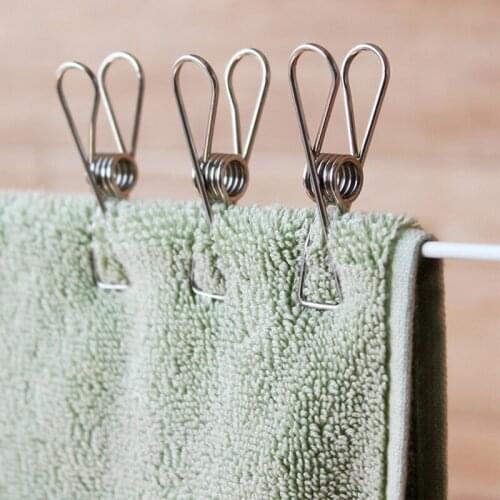 20 Pcs Multipurpose Stainless Steel Windproof Clothespin Marine Grade Durable Pegs Metal Hanging Clips for Clothes Towels Socks