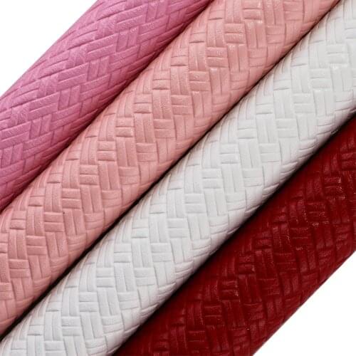 30x134cm Roll Weave Faux Sythetic PU Red Pink Leather Fabric For Earring DIY Home Decorative Gift Box Honghuxing BH415