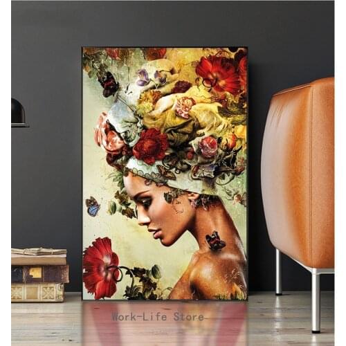 Abstract Wall Art Women Flowers Paintings On Canvas Art Posters and Prints Modern Figure Decorative Pictures For Home Decor