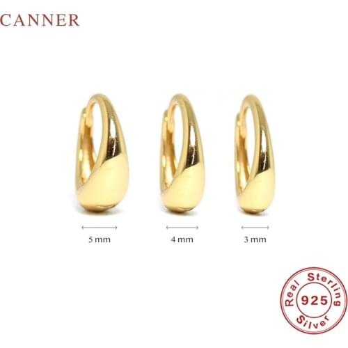 CANNER Earrings For Women 925 Sterling Silver Pendientes Simple Classic Smooth Water Drop Earrings Hoops Fine Jewelry 3 4 5mm