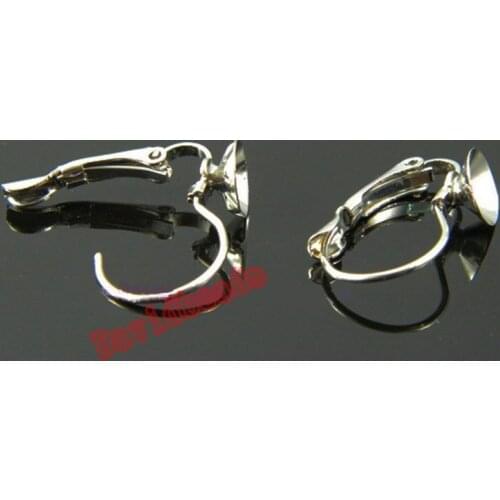 Free Shipping 50pcs/lot Fashion silver color French Hooks with 8mm Curved Tray French Earrings Wire Jewelry Findings Accessories