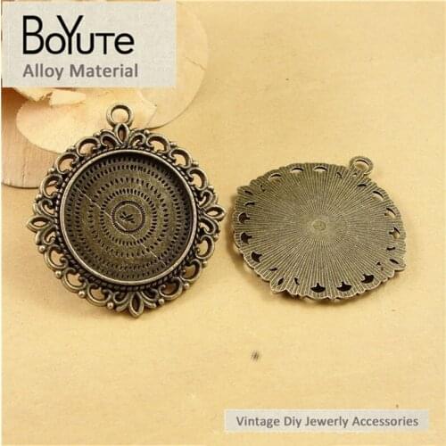 BoYuTe (20 Pieces/Lot) 25MM Cabochon Base Antique Bronze Plated Zinc Alloy Blank Pendant Tray Diy Jewelry Makings Accessories