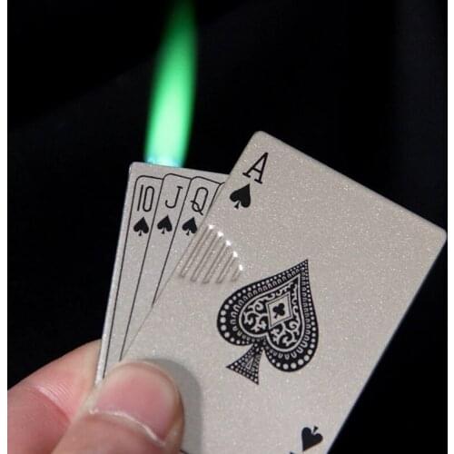 Butane Lighter Straight Into The Lighter Metal Windproof Flashlight Currency Detector Poker Smoking Accessories Gift for Men