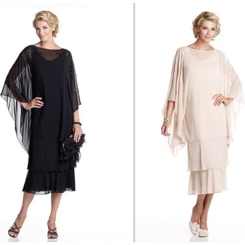 Black chiffon custom Mother Of The Bride Dresses 2021 Plus Size Wedding Evening dress Long robe mere de la mariee Gift For Guest