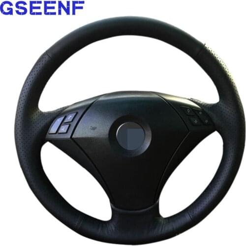 Car Steering Wheel Cover Black Genuine Leather For BMW 530 523 523li 525 520li 535 545i E60/dedicated Steering-Wheel