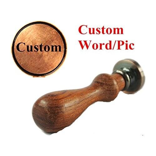 MDLG Vintage Custom Made Your Design Letter Picture Logo Personalized Wedding Invitation Wax Seal Stamp Rosewood Handle Set