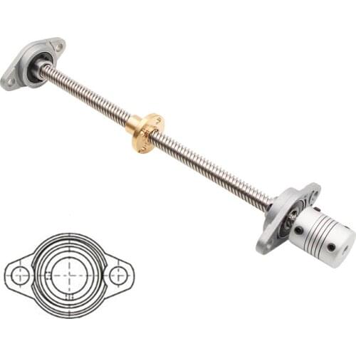 Cnc Router T8 Trapezoidal Lead Screw Rod 100/300/500/700MM Leadscrew Nut Coupling Shaft Bearing Mount Set for 3D Printer Parts