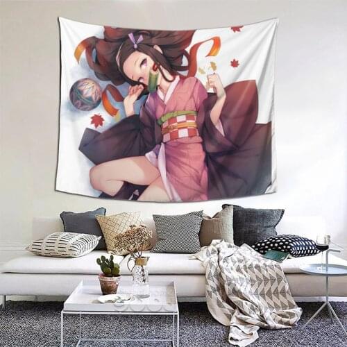 Nezuko Tapestry Anime Cosplay Kawaii Tapestry Wall Bedspread kawaii Home Decor For Bedroom Dorm