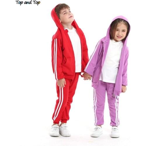Top and top Toddler Boys Clothing Set Cotton Long Sleeve Hooded T-shirt Tops+Trousers Tracksuit Little Girls Outfits Sportwear