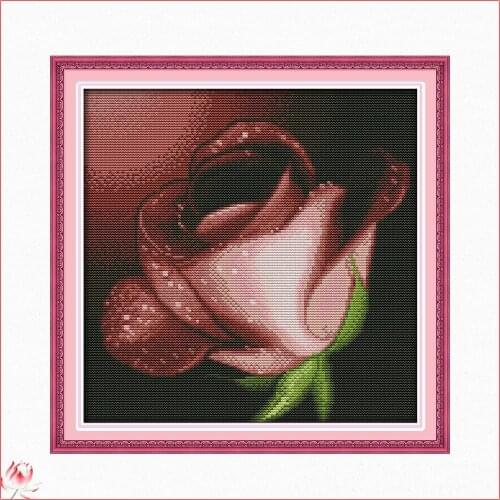 Joy Sunday Flowers Cross Stitch The Roses Pattern Printing 14CT 11CT Chinese DIY Embroidery Needlework Kit