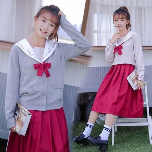 2020 New Japanese School Uniforms Anime Sailor Suit Jk Uniforms College Middle School Uniform For Girls Students Red Costume