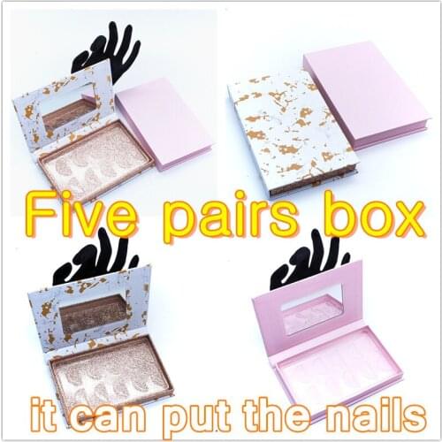 New Design Eyelash Packaging Box Wholesale Empty Lash Boxes With Tray Rectangle Case 25mm Mink Lashes five pairs box put nails