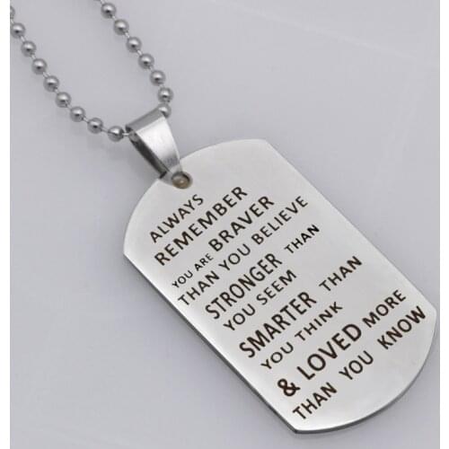 Personalized Always remember you are braver than stainless steel jewelry family gift Customed picture necklaceN418