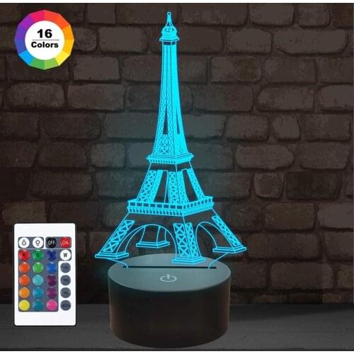 Touch Nightlight 3D Illusion Lamp Visual LED Lamp with Remote Control 16 Color Changing Fashion Style Acrylic Night Light Gifts