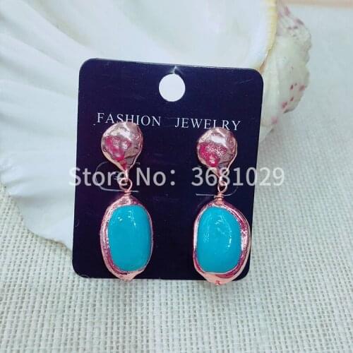 New style earring is tasted restore ancient ways temperament contracted baroque elliptic pine stone contracted earring