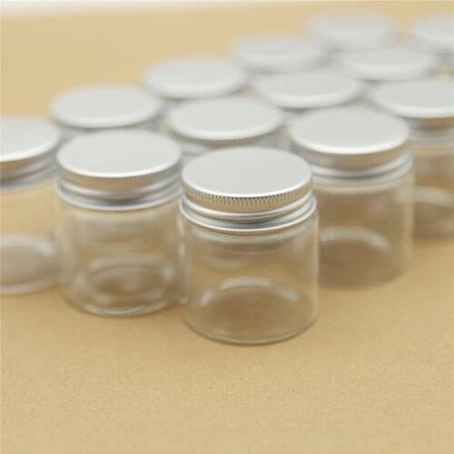 6 Pieces 47*50mm 50ml Spice Glass Jars Silver Screw Cap Tiny Test Tube Vials Craft Transparent Candy Glass bottles Storage
