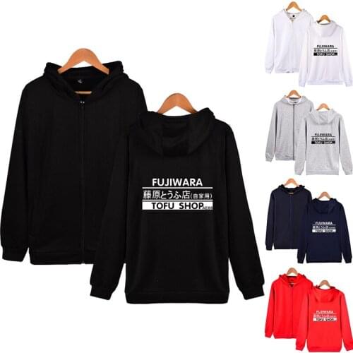 Initial Drift Hoodie Printed Fashion Men Women Zipper Hoodies Jackets Casual Long Sleeve Unisex Harajuku Hooded Sweatshirts Tops